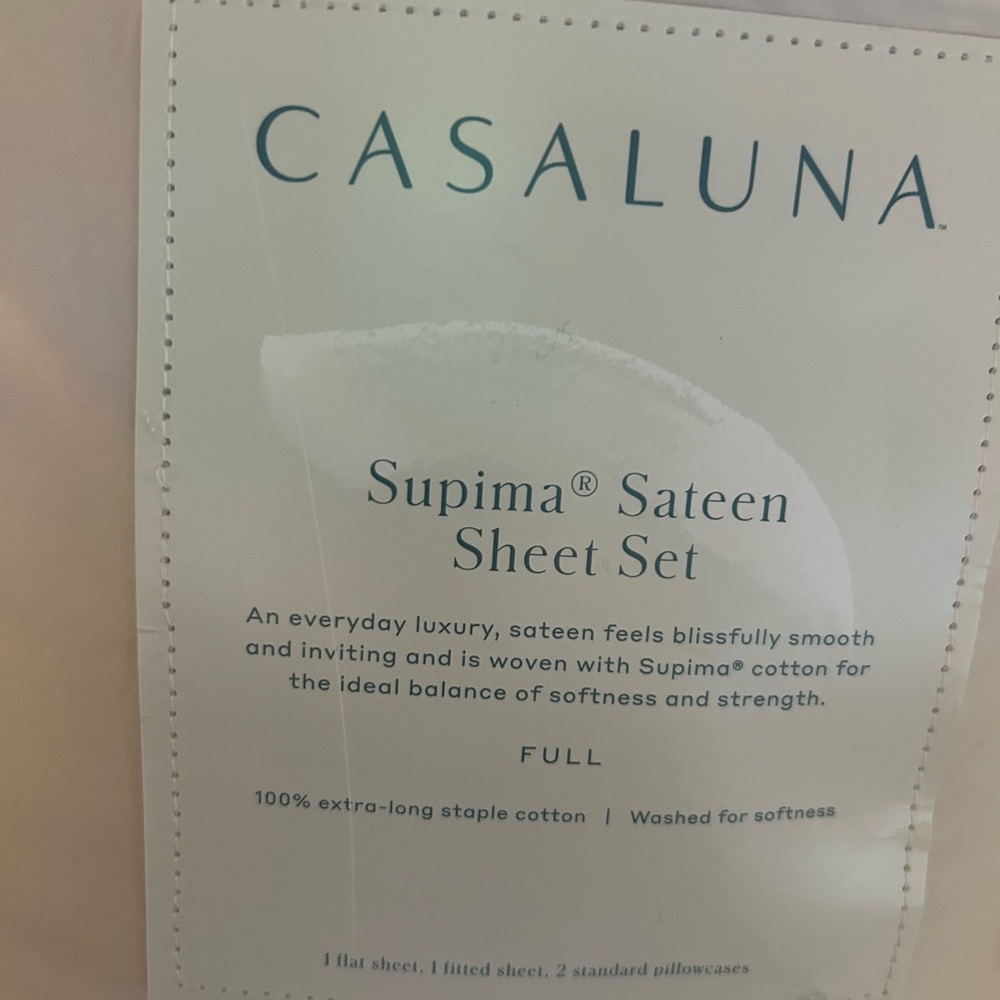 Casaluna Full Supima Sateen Sheet Set in  Natural